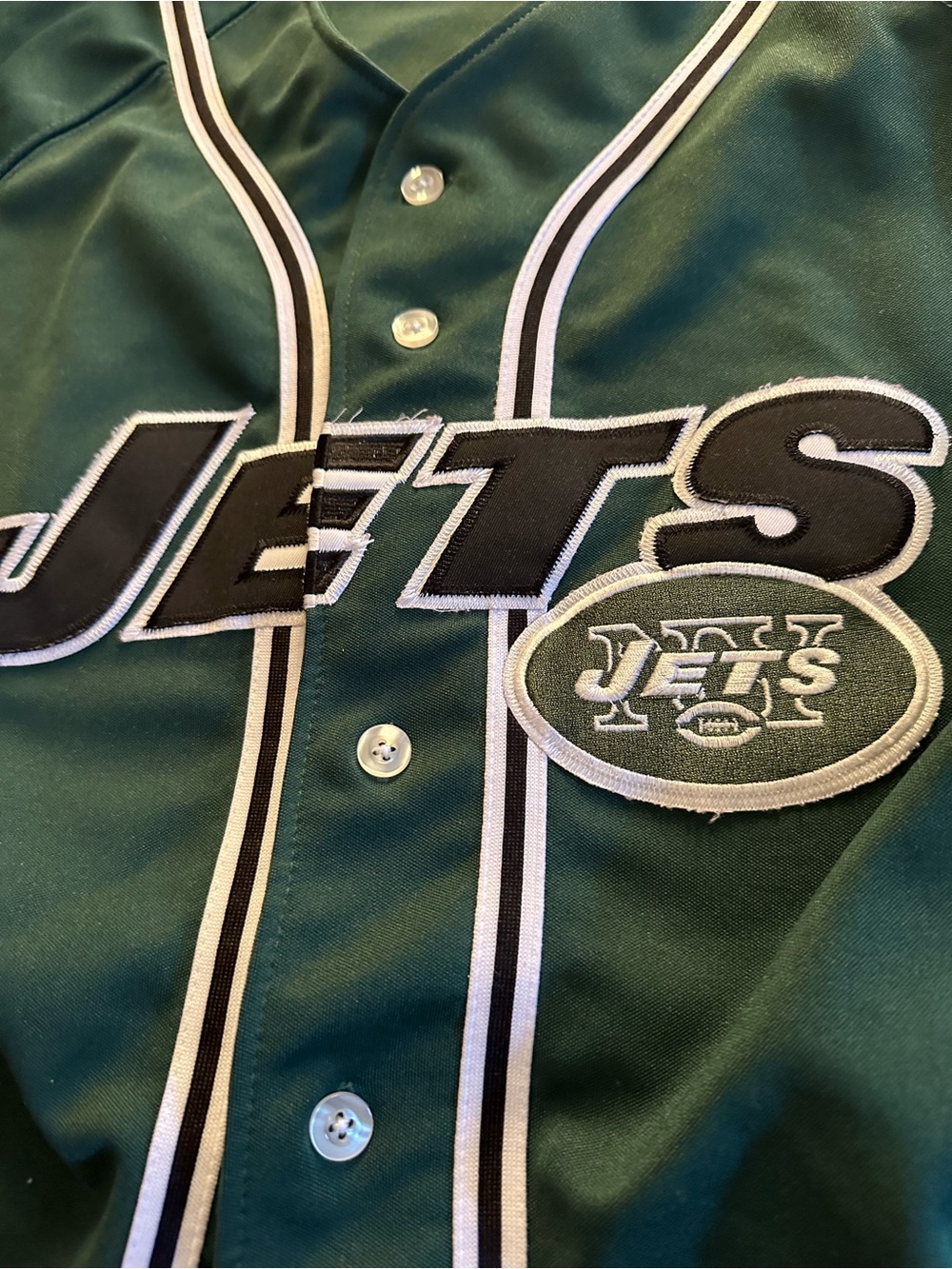 New York Jets NFL Jersey Green Baseball Jersey Sz Medium Mens NY Vintage - Picture 3 of 9